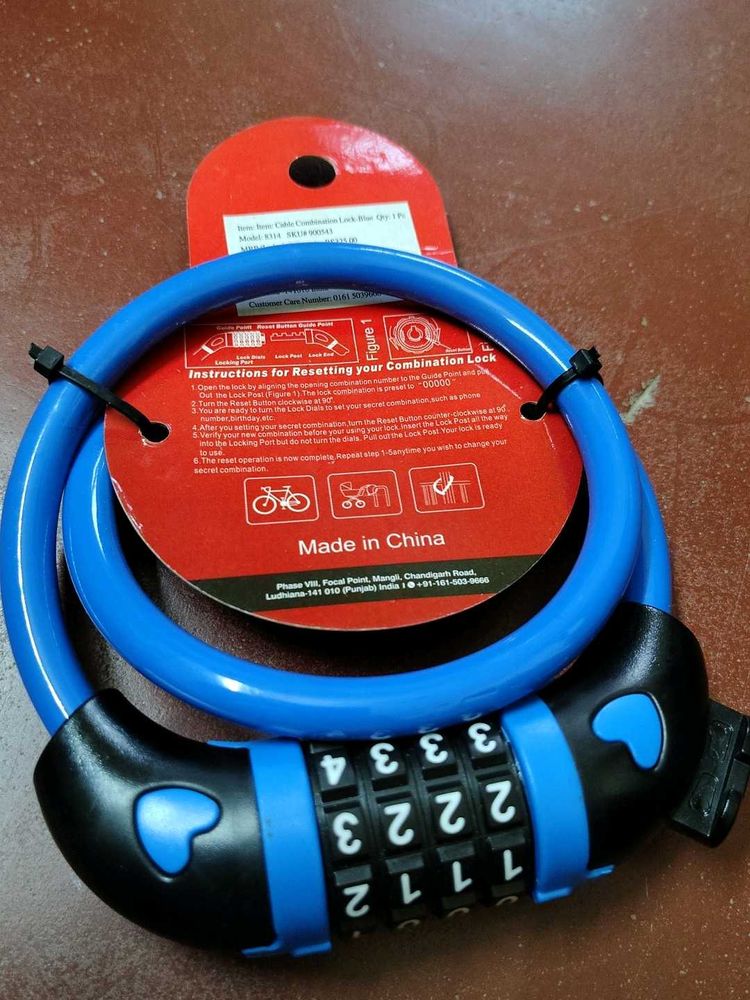 Blue Heart Combination Bike Lock