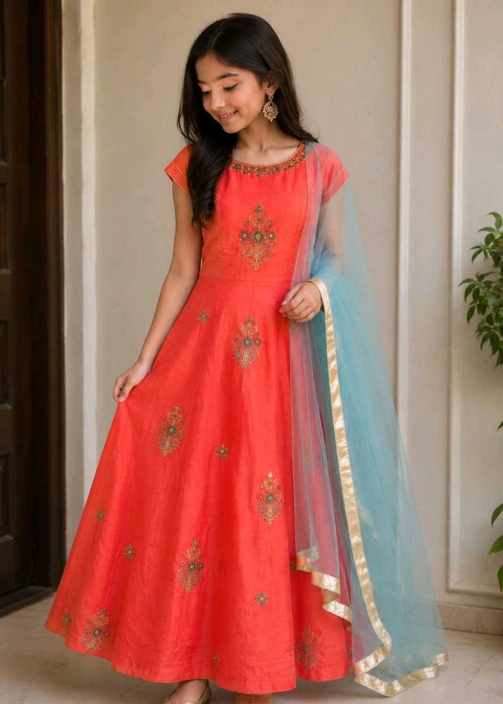 Beautiful Orange Ethnic Dress with Dupatta
