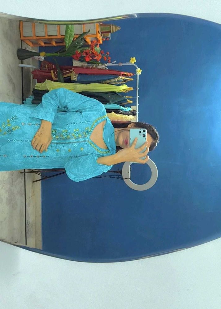 Beautiful Blue Kurta trouser chiffon dupatta