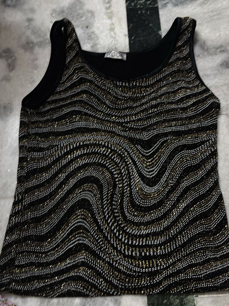 Sparkly Black &amp; Gold Wave Tank Top