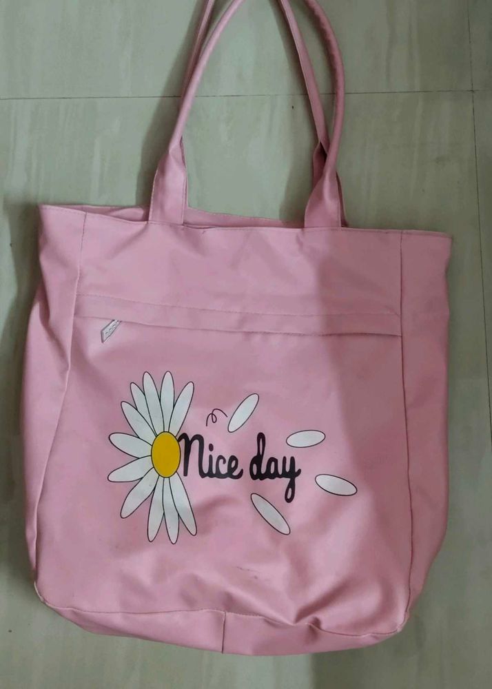 Cute Pink Daisy "Nice Day" Tote Bag