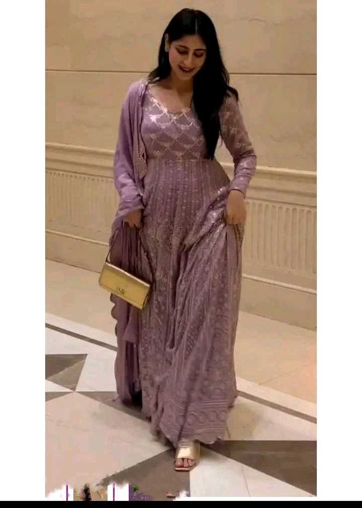 Heavy Sequins Work Gown With Dupatta And Pant