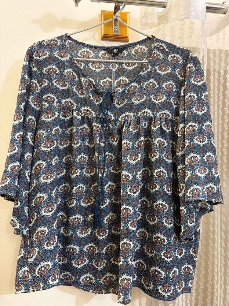 Blue Paisley print Top