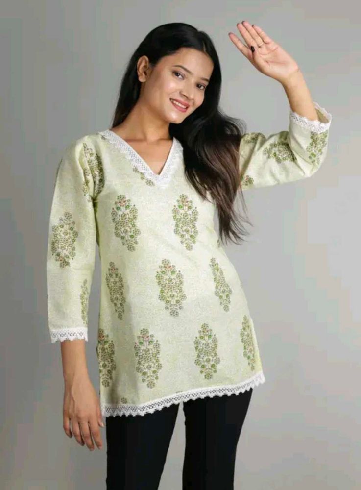 Elegant White Lace Trim Kurta