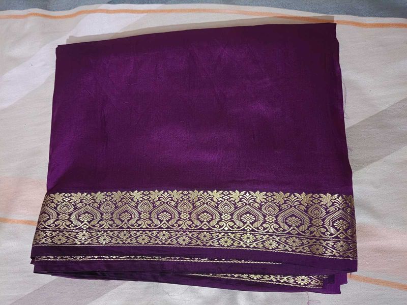 Elegant Purple Saree with Gold Border