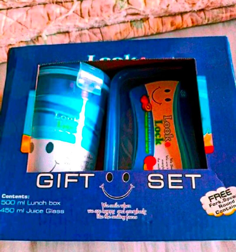 Gift set tiffin box and bottle