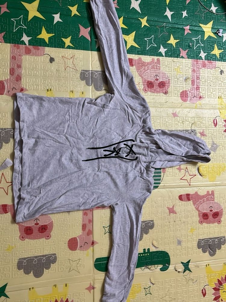 Grey Hoodie with Black Graphic