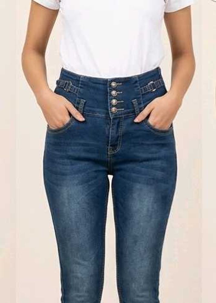 High Waisted Button Fly Jeans
