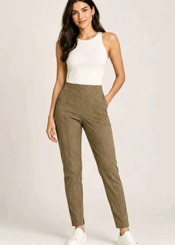 Zara Suede Ankle Zip Pants
