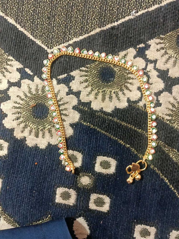 Gold Anklet with Stone Embellishments