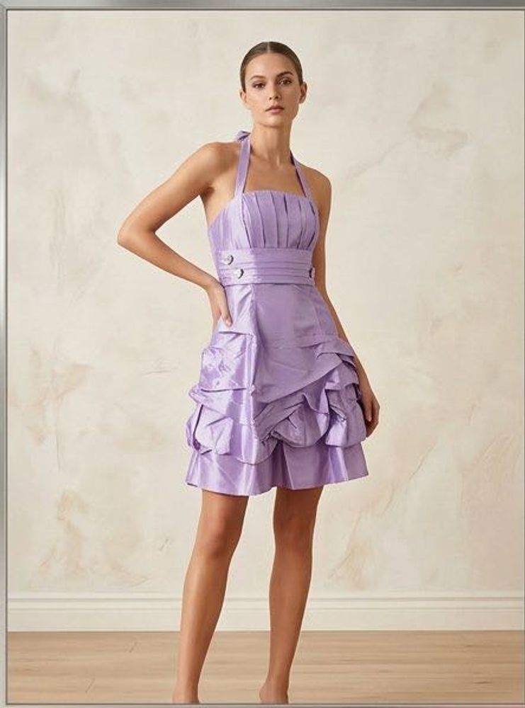 Lavender Strapless Ruffle Dress