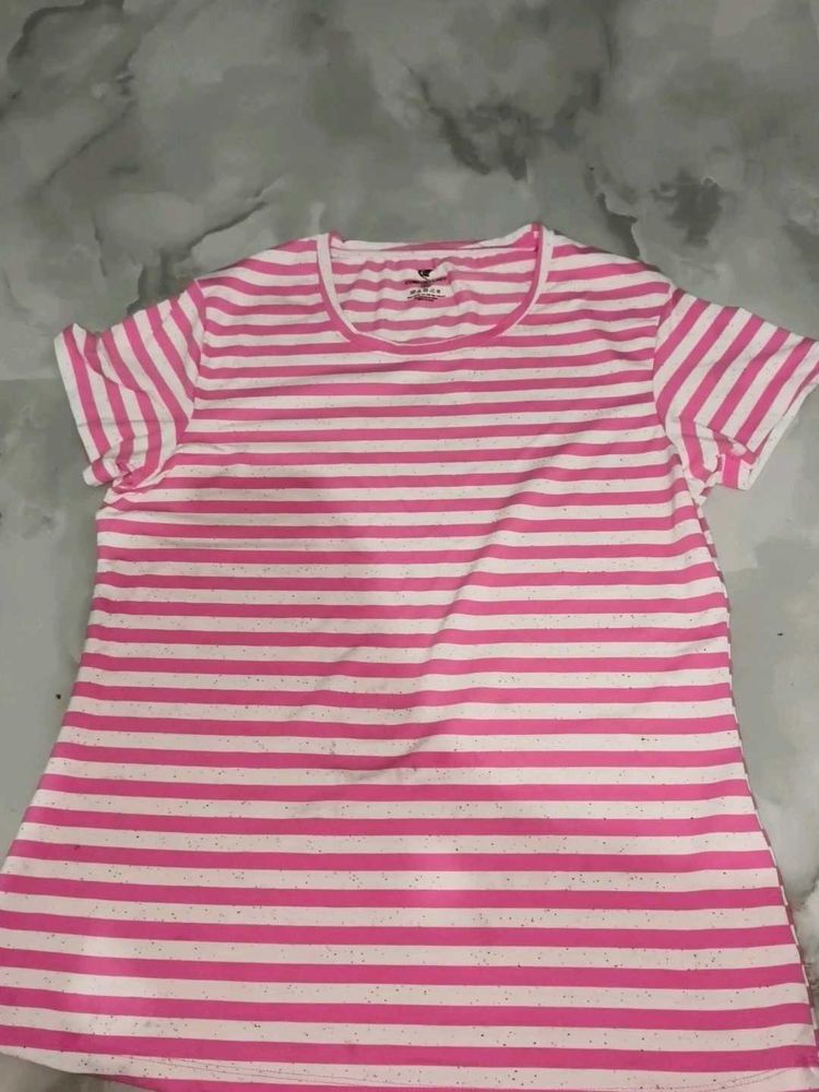 Pink &amp; White Striped T-Shirt