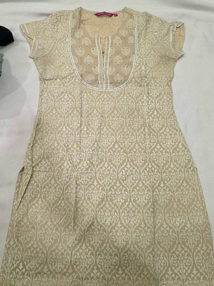 Elegant Beige Printed Kurta