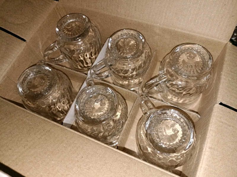 Set of 6 Clear Glass Cups