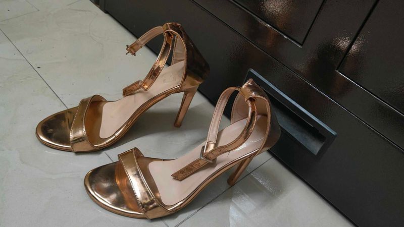 Party Golden Metallic Strappy Heeled Sandals
