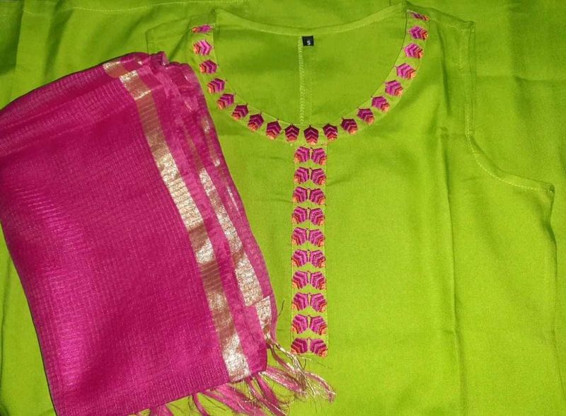 Vibrant Embroidered Kurta Set with dupatta