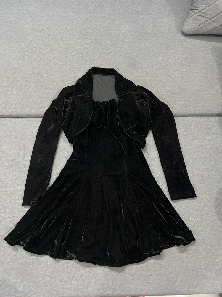 Black Velvet Dress with Bolero Jacket
