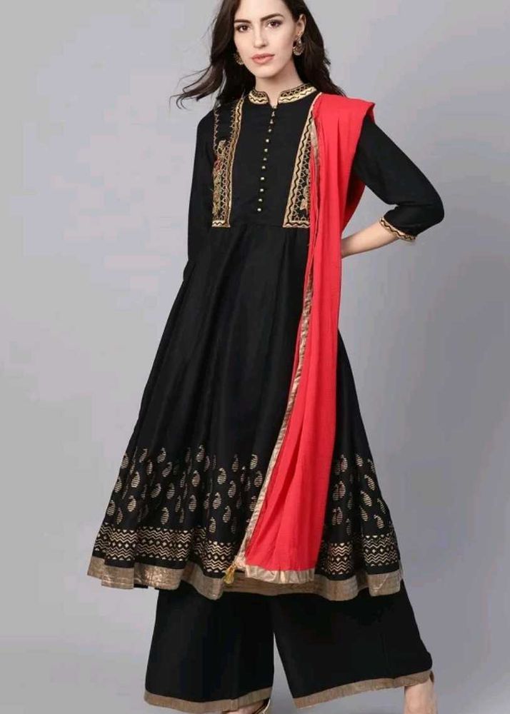 Rain &amp; Rainbow Women Black Kurta Set