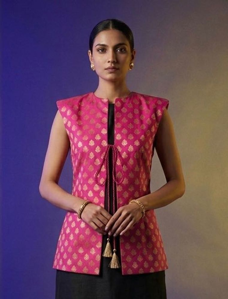 Elegant Pink Brocade Jacket