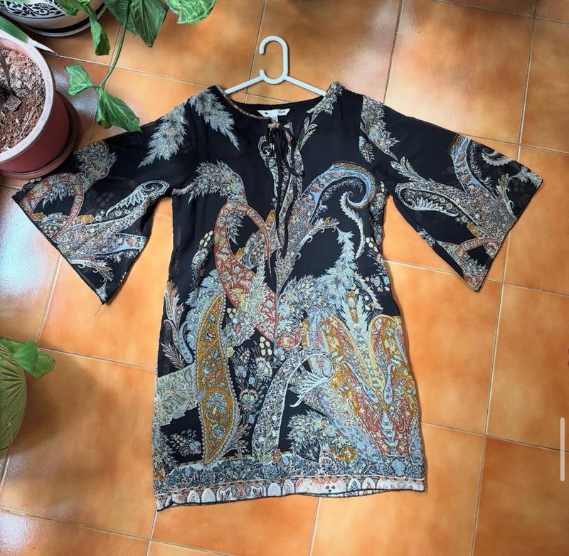 Boho Paisley Print Mini Dress