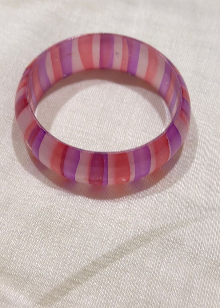 Pink Purple Striped Acrylic kada