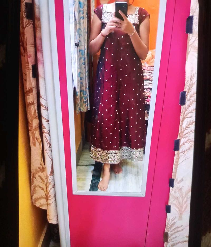 Maroon Polka Dot 3pcs set