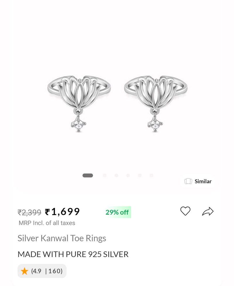 Pure 925 Silver Lotus Toe Rings