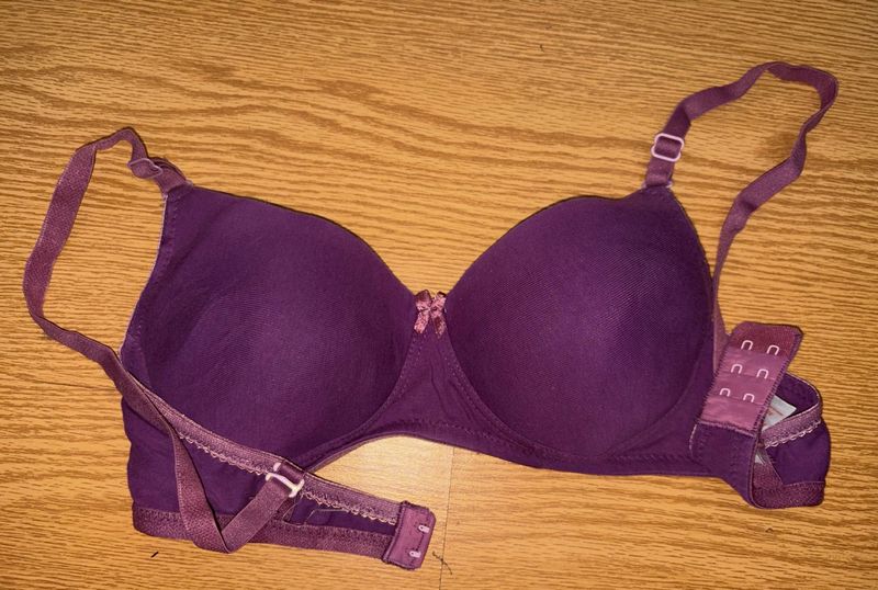 Purple Padded Bra with Bow Detail