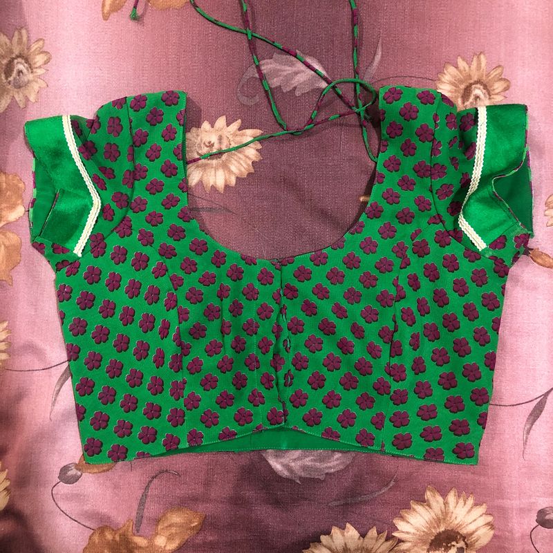 Green Floral georgette blouse