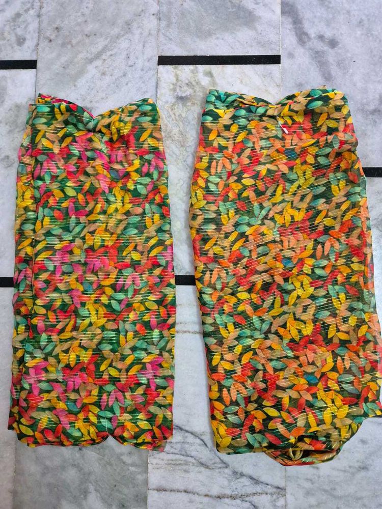 Colorful Leaf Print saree