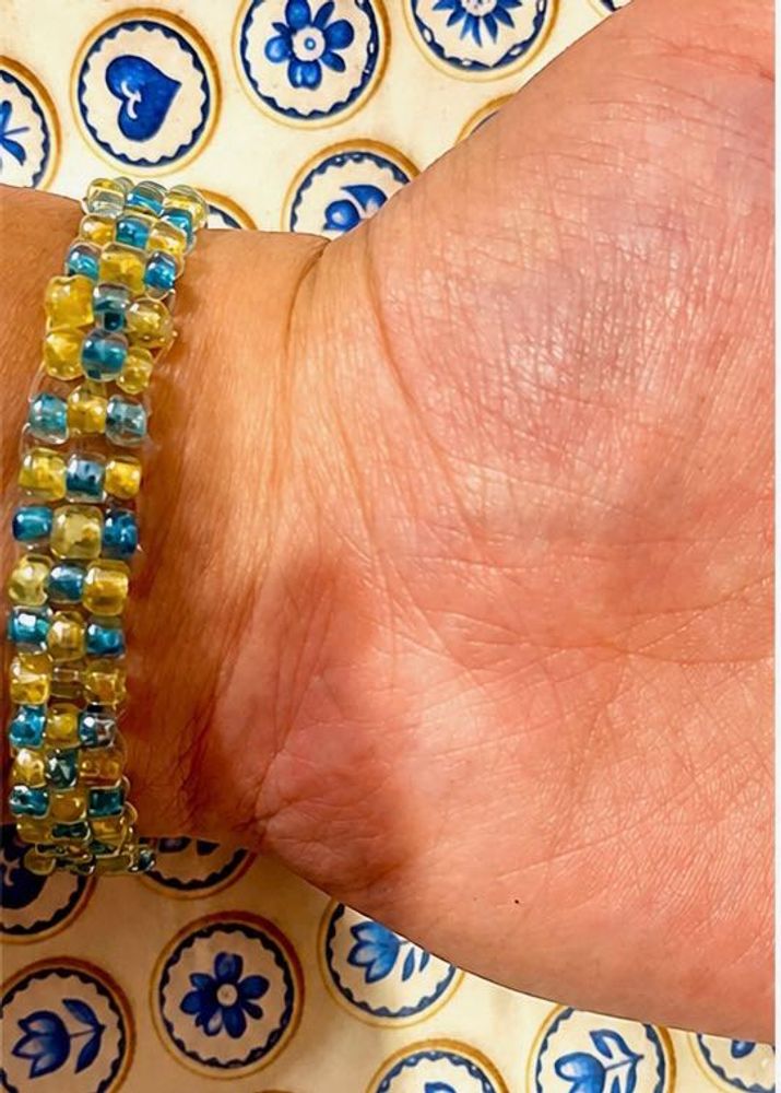 ✨ Handmade Ocean-Sunshine Beaded Bracelet ✨