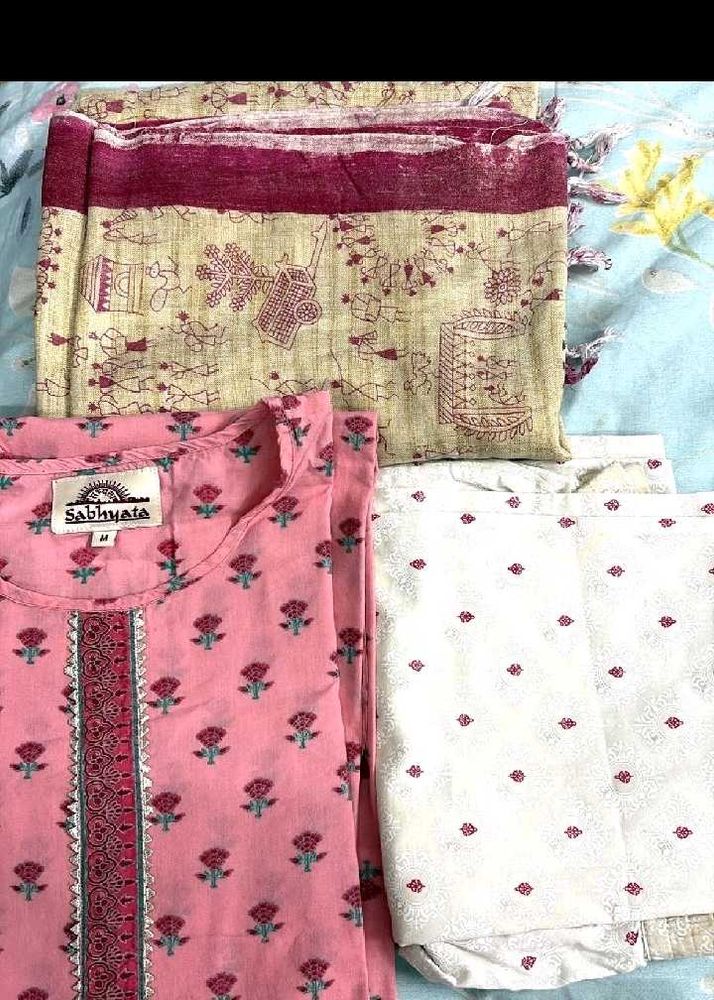 Sabhyata Kurta Set - Pink Floral Design