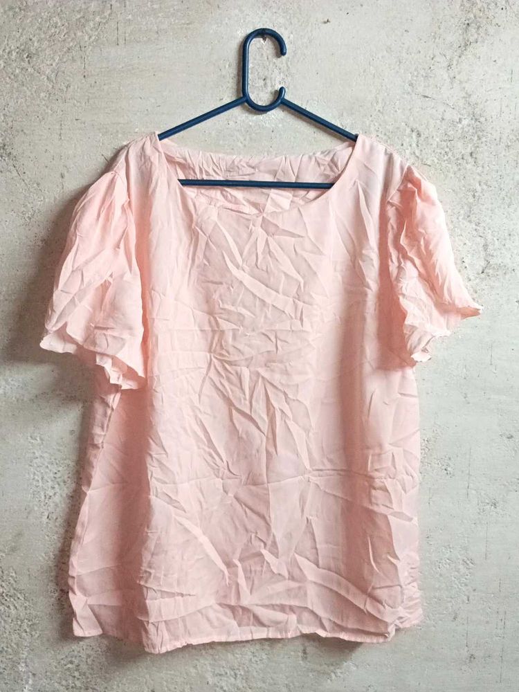Trendy Soft Pink Crinkle Top