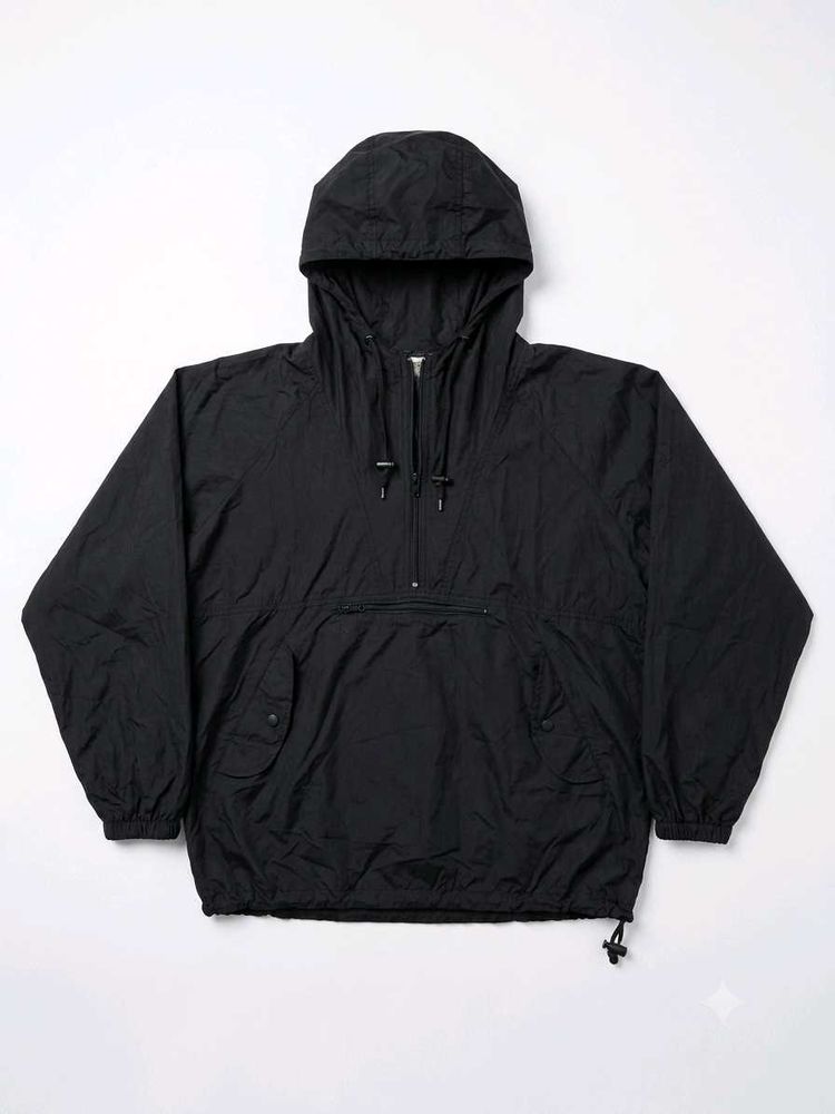 Black Hooded Anorak Jacket