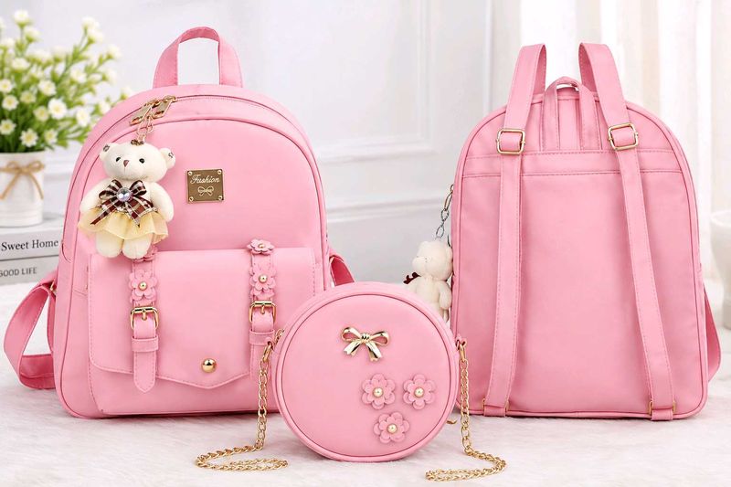 Cute Pink Backpack Set with Coin Purse