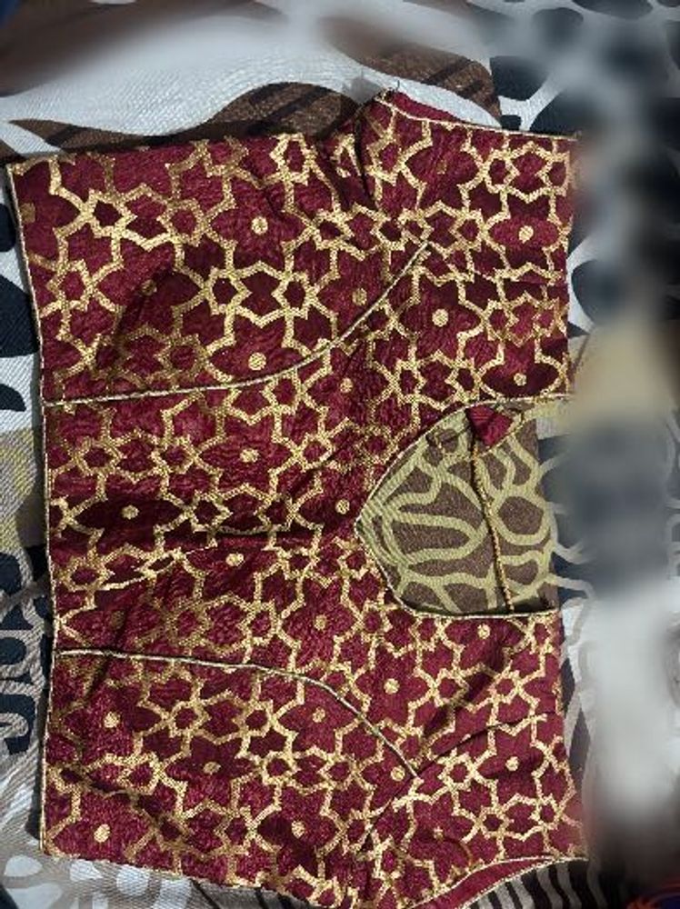 Designer Maroon &amp; Gold Brocade Blouse
