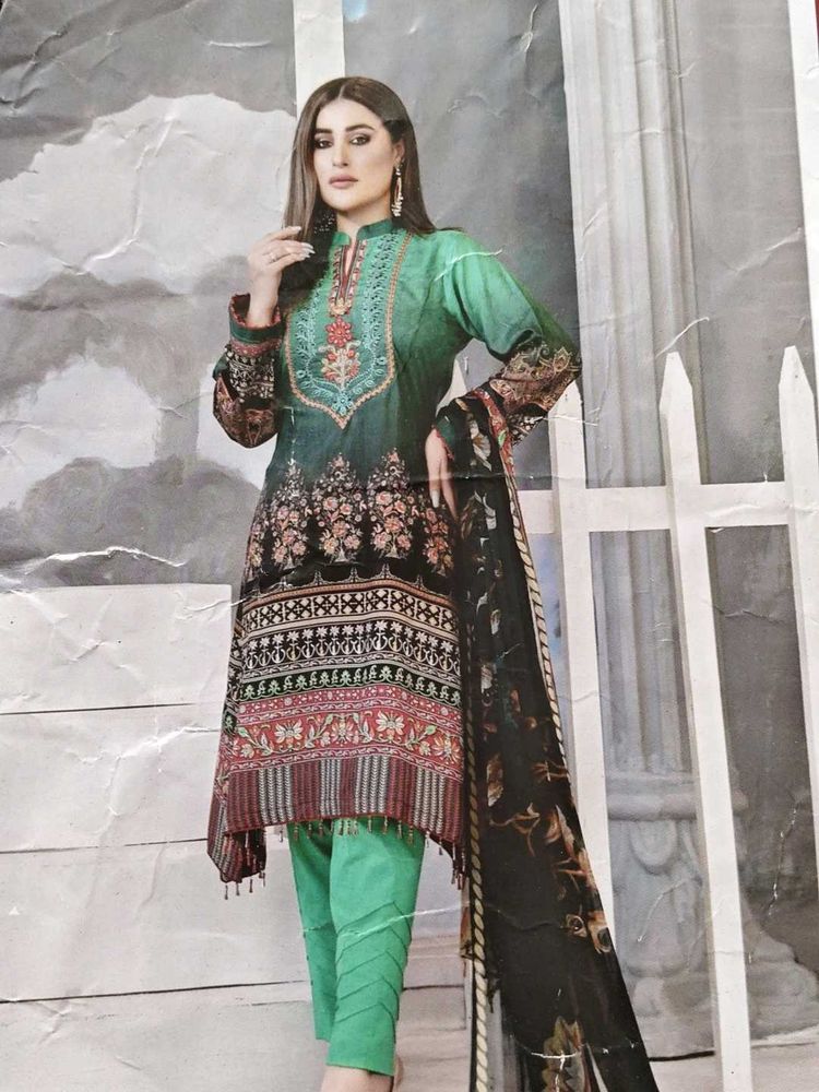 Printed unstitched dress Material