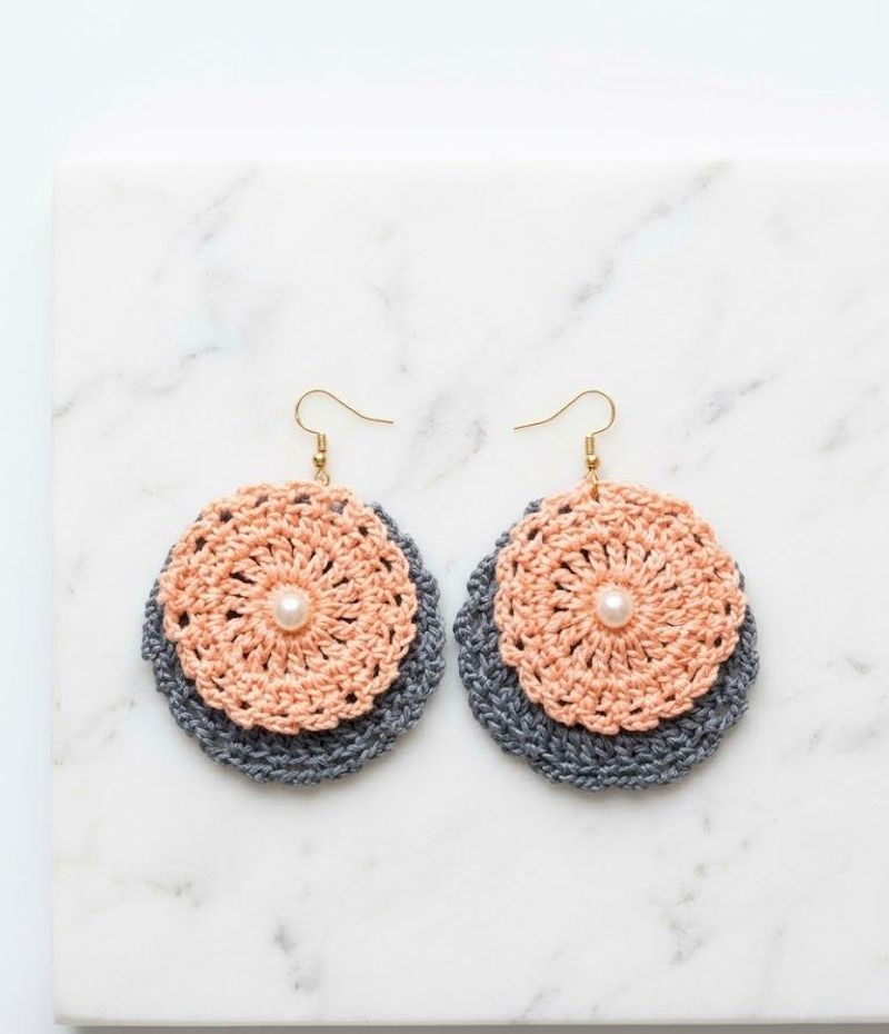 Crocheted Flower Earrings