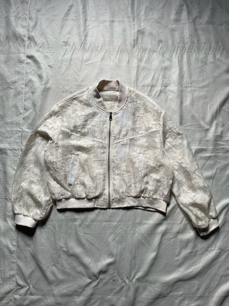 Sheer Lace Bomber Jacket