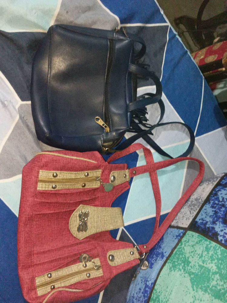 Stylish Navy Blue &amp; Red Handbags 2 combo
