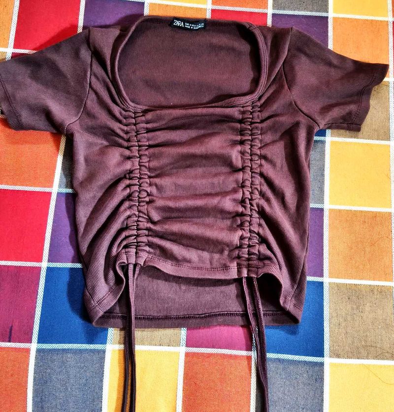 •Stylish Ruched Crop Topᯓ★