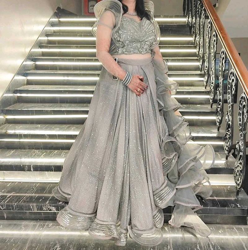 Sparkling Grey Lehenga Choli