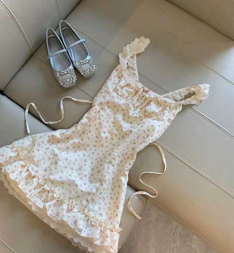 y2k Floral Ruffle Mini Dress