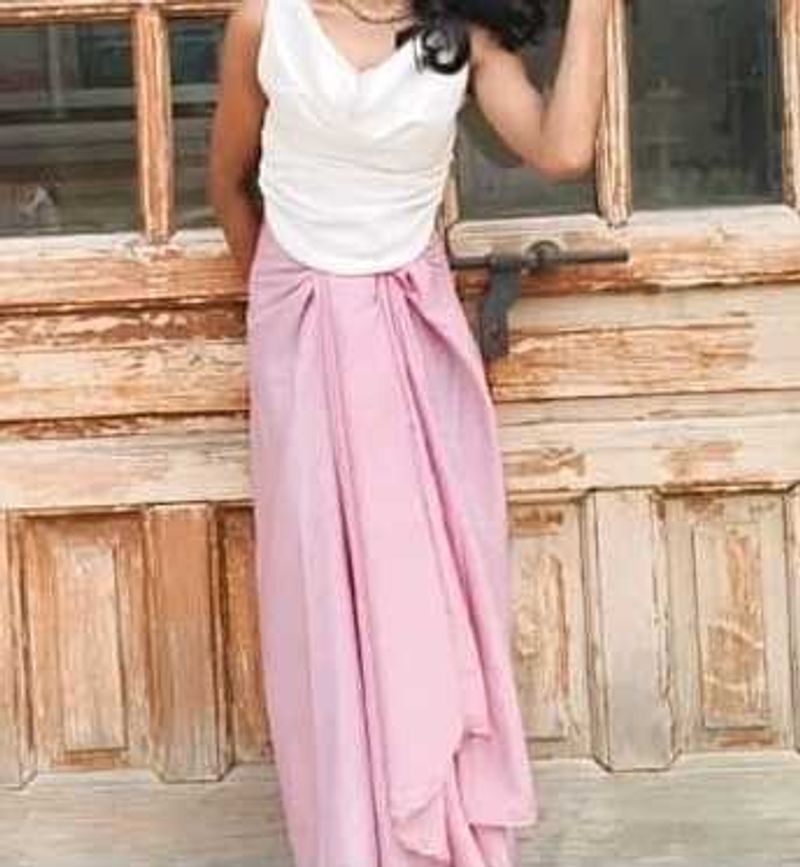 Stylish Pink Dhoti Drape Skirt