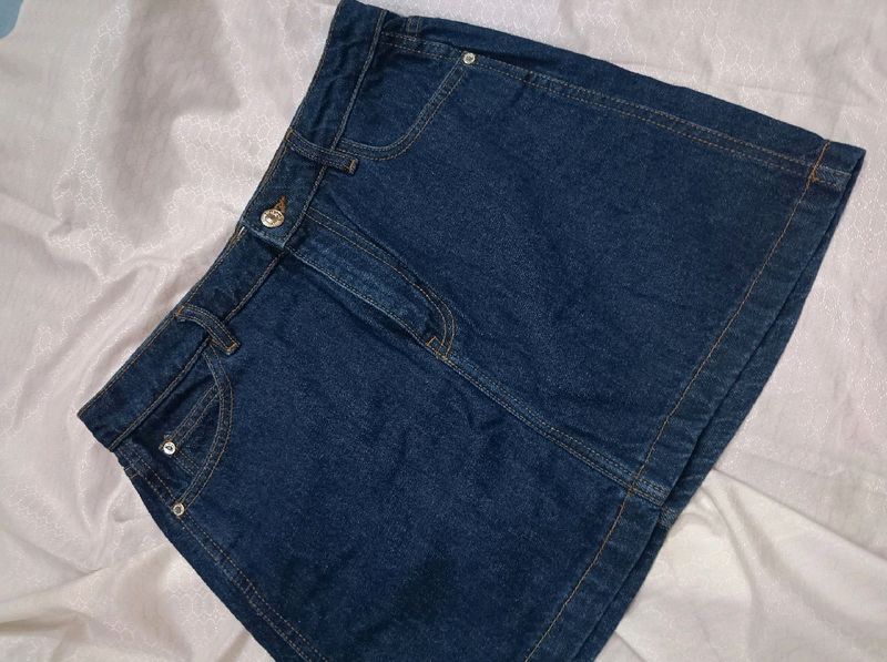 High Waisted Denim Mini Skirt