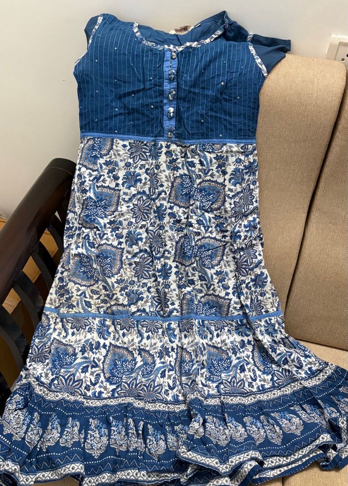 Bohemian Blue Print Maxi Dress
