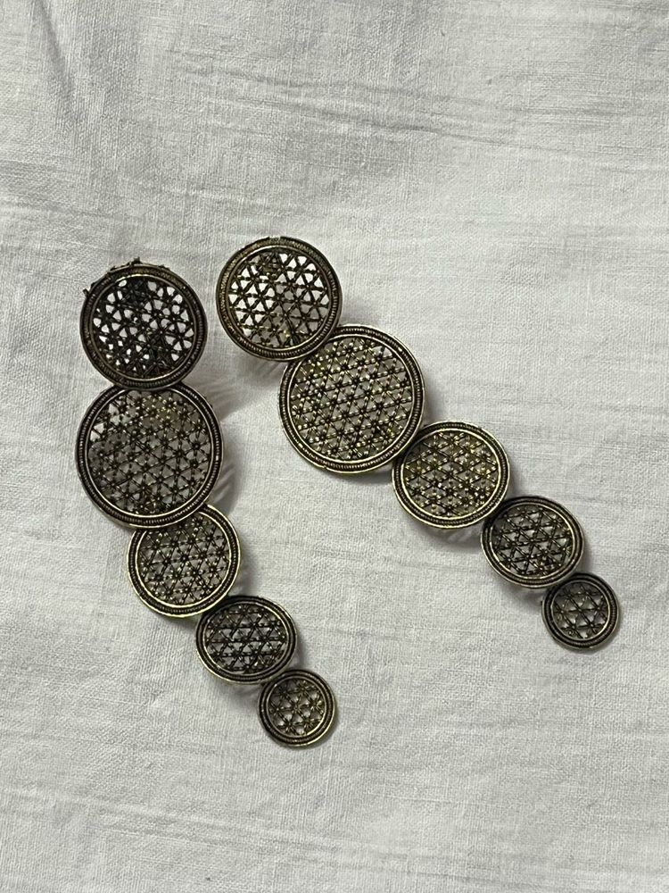 Boho Layered Round Drop Earrings