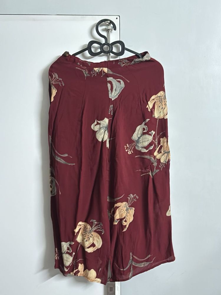 Maroon floral skirt