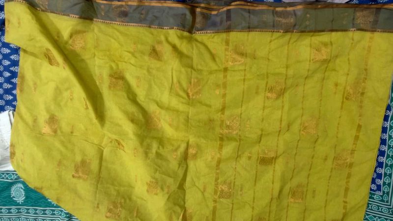 Beautiful chanderi silk  Saree with Gold Print