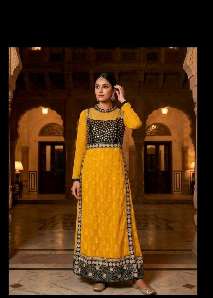 Elegant Yellow Anarkali Gown